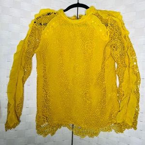 INA Yellow Lace Blouse Size M